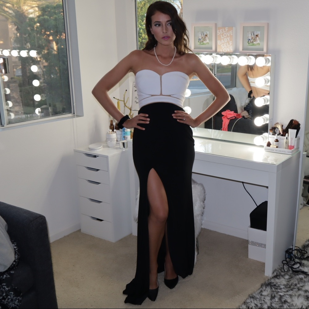 Abbi Vonn Black and White Evening Gown